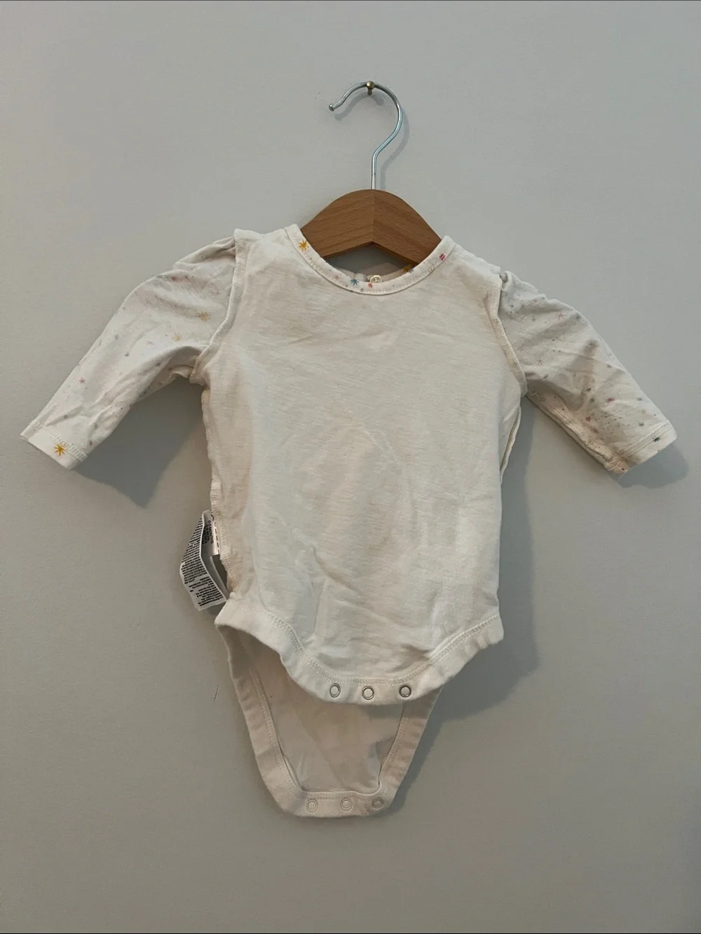 Gap | Baby Girls Cream Star-Print Ruffle Bodysuit Top Size 0-3 Months